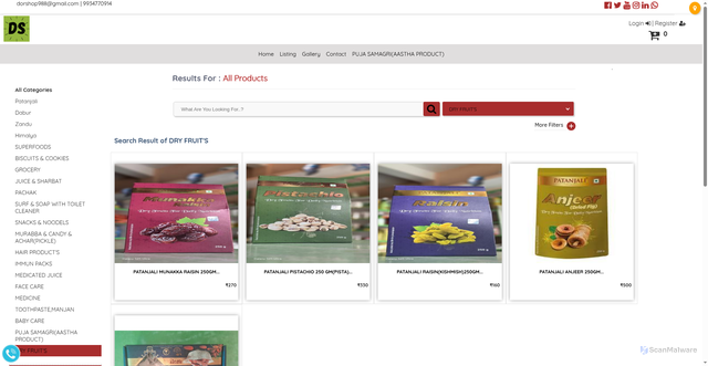 Security scan screenshot of https://dorshoponline.in/shop?cat=32352