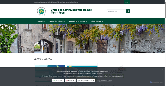 Security scan screenshot of https://www.cm-montrose.vda.it