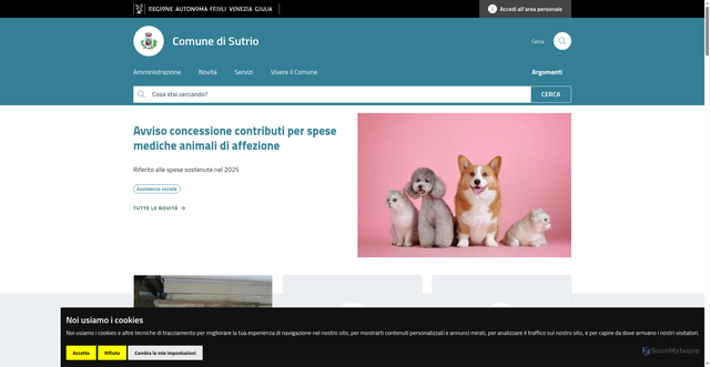 Security scan screenshot of https://www.comune.sutrio.ud.it