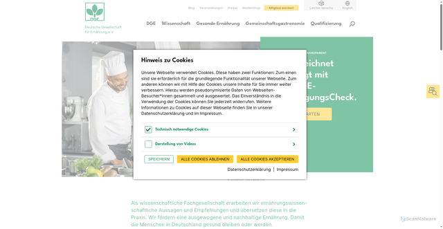 Security scan screenshot of https://www.dge.de/