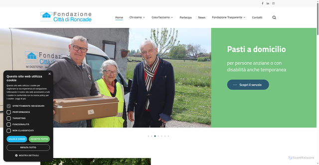 Security scan screenshot of https://www.fondazioneroncade.it/