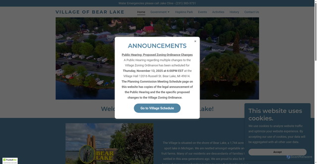 Security scan screenshot of https://villageofbearlakemi.gov/