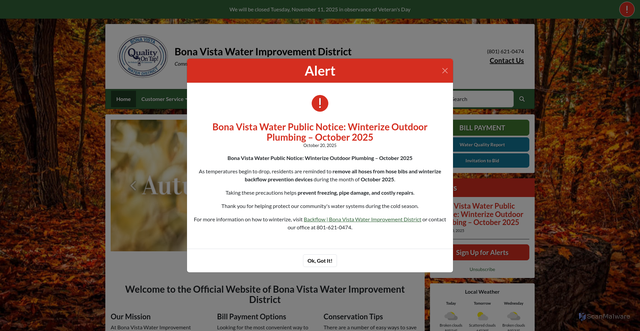 Security scan screenshot of https://bonavistawater.gov/