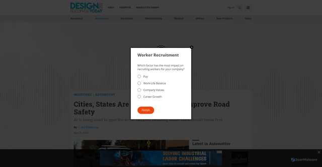 Security scan screenshot of https://www.designdevelopmenttoday.com/industries/automotive/news/22955070/cities-states-are-turning-to-ai-to-improve-road-safety