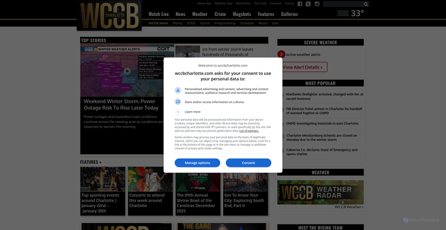 Security scan screenshot of https://wccbcharlotte.com