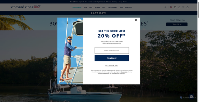 Security scan screenshot of https://www.vineyardvines.com