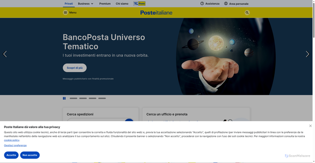 Security scan screenshot of https://www.poste.it