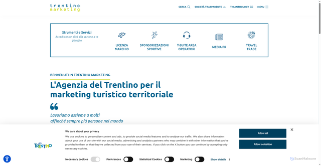 Security scan screenshot of https://www.trentinomarketing.org/it