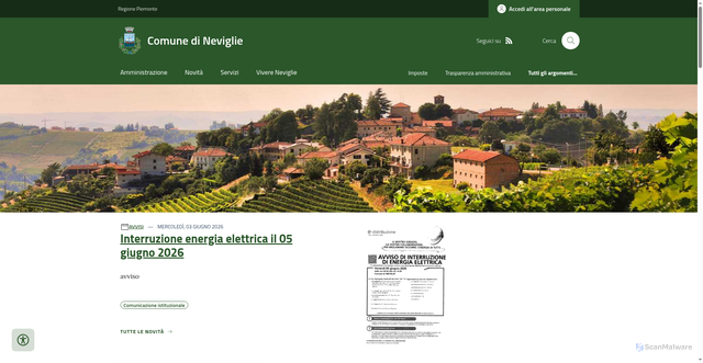 Security scan screenshot of https://www.comune.neviglie.cn.it