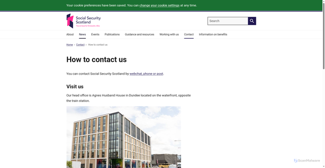 Security scan screenshot of https://www.socialsecurity.gov.scot/how-to-contact-us