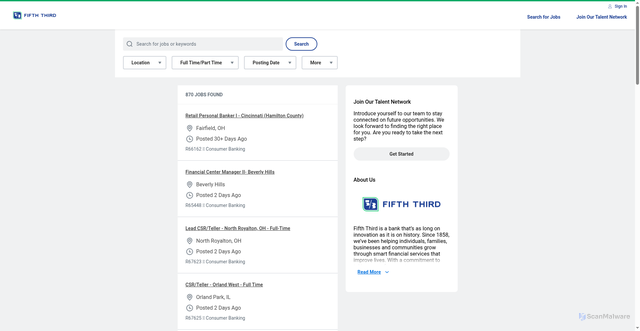Security scan screenshot of https://fifththird.wd5.myworkdayjobs.com/53careers