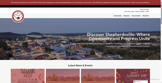 Security scan screenshot of https://shepherdsvilleky.gov/