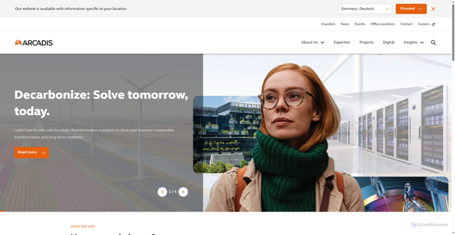 Security scan screenshot of https://www.arcadis.com