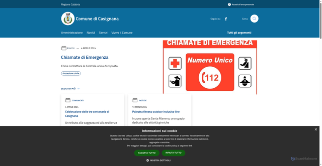 Security scan screenshot of https://www.comune.casignana.rc.it/it