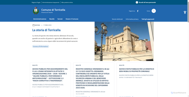 Security scan screenshot of https://www.comune.torricella.ta.it/