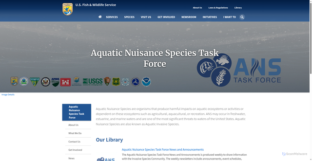 Security scan screenshot of https://www.fws.gov/program/aquatic-nuisance-species-task-force