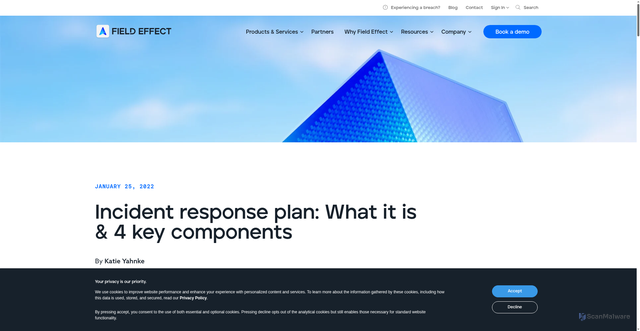 Security scan screenshot of https://fieldeffect.com/blog/incident-response-plan-components