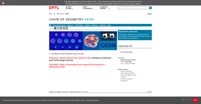 Security scan screenshot of https://geom.epfl.ch