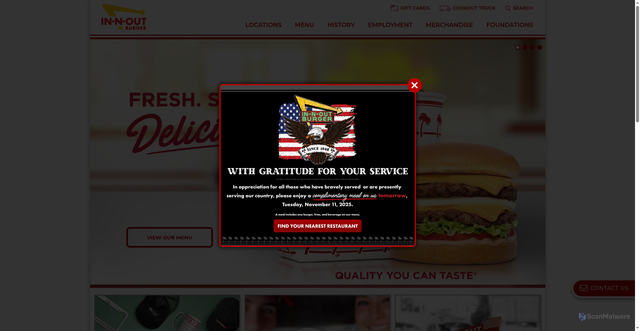 Security scan screenshot of https://www.in-n-out.com/