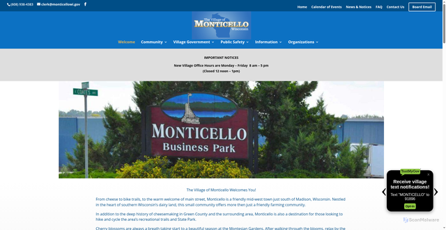 Security scan screenshot of https://vi.monticello.wi.us/