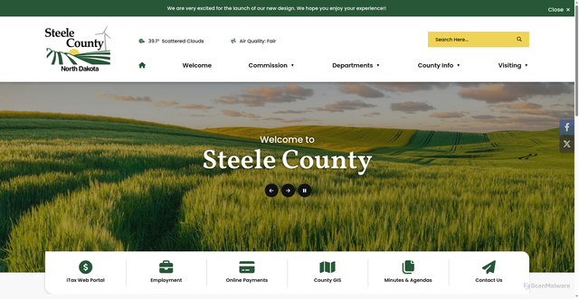 Security scan screenshot of https://steelecountynd.gov/