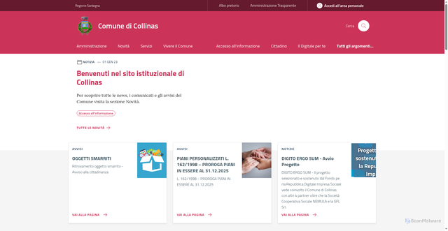 Security scan screenshot of https://www.comune.collinas.su.it