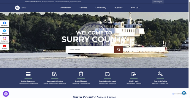 Security scan screenshot of https://surrycountyva.gov/