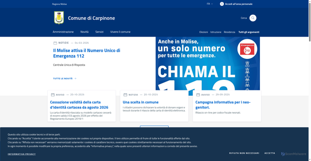 Security scan screenshot of https://www.comune.carpinone.is.it
