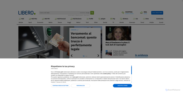 Security scan screenshot of https://www.libero.it/