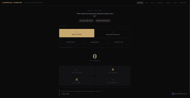 Security scan screenshot of https://journaltofik-j4i81zog6z.edgeone.app/journal-hidup.html