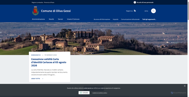 Security scan screenshot of https://www.comune.olivagessi.pv.it