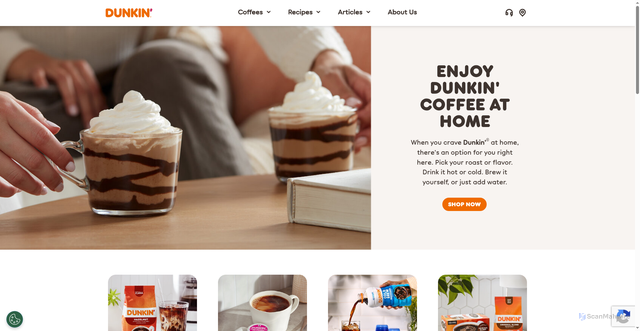 Security scan screenshot of https://www.dunkinathome.com/