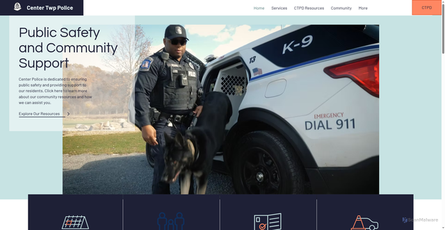 Security scan screenshot of https://www.centerpolicebcpa.gov/