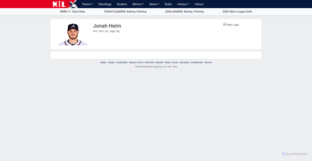 Security scan screenshot of https://nilbaseball.com/player/jonah-heim-8679