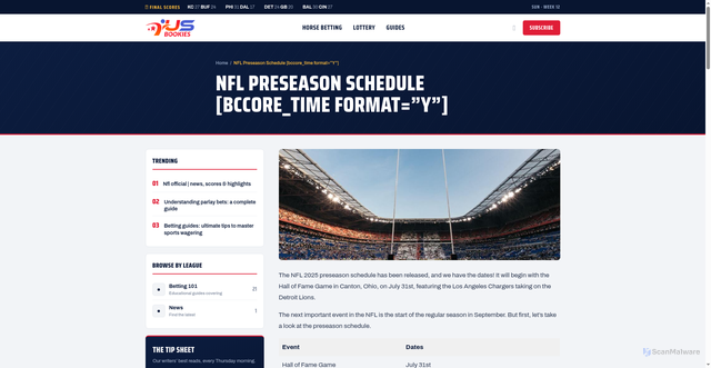 Security scan screenshot of https://www.us-bookies.com/nfl/nfl-preseason-schedule/