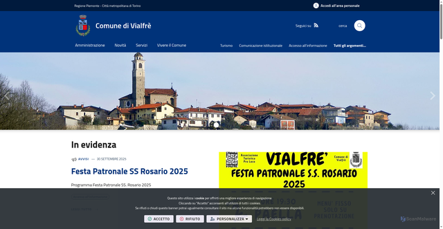 Security scan screenshot of https://www.comune.vialfre.to.it/it-it/home