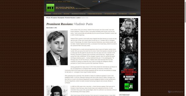 Security scan screenshot of https://russiapedia.rt.com/prominent-russians/leaders/vladimir-putin/index.html