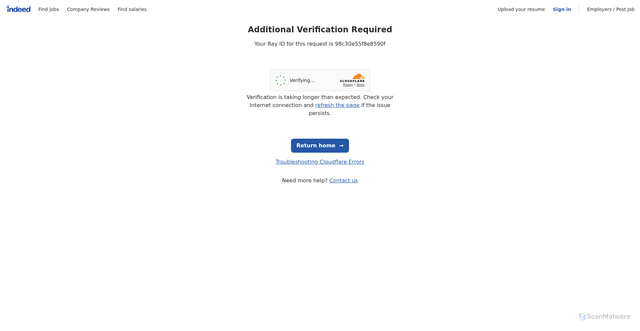 Security scan screenshot of https://www.indeed.com/cmp/Vanda-Pharmaceuticals/reviews