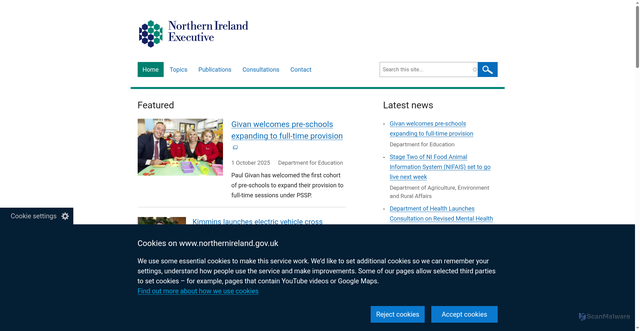 Security scan screenshot of https://www.northernireland.gov.uk/