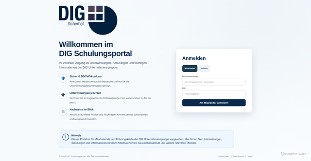 Security scan screenshot of https://dig-schulungsportal.de/