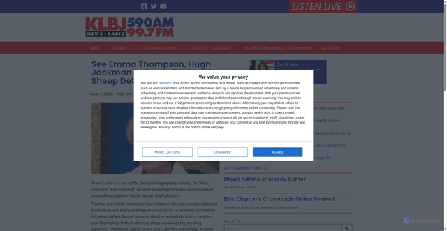 Security scan screenshot of https://www.newsradioklbj.com/entertainment-daypop/see-emma-thompson-hugh-jackman-in-the-trailer-for-the-sheep-detectives/