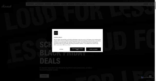 Security scan screenshot of https://www.marshall.com/