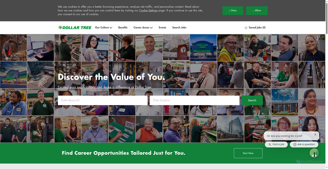 Security scan screenshot of https://careers.dollartree.com/us/en/