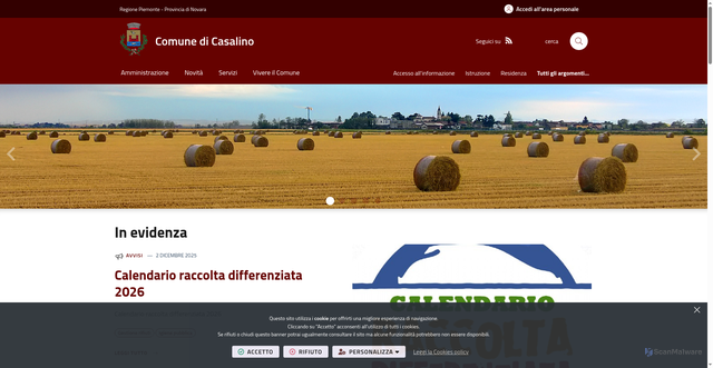 Security scan screenshot of https://www.comune.casalino.no.it/it-it/home