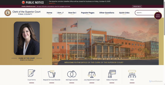 Security scan screenshot of https://www.coscpinalcountyaz.gov/