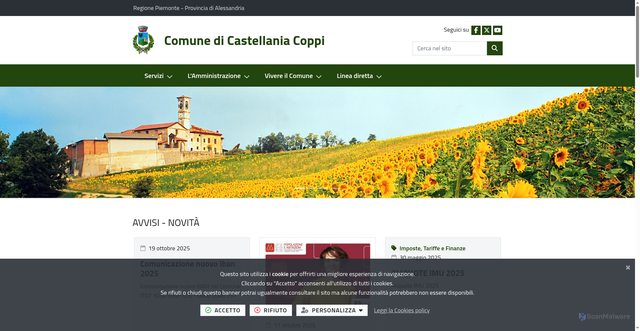 Security scan screenshot of https://www.comune.castellania.al.it/it-it/home