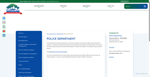Security scan screenshot of https://www.tppfl.gov/181/Police-Department