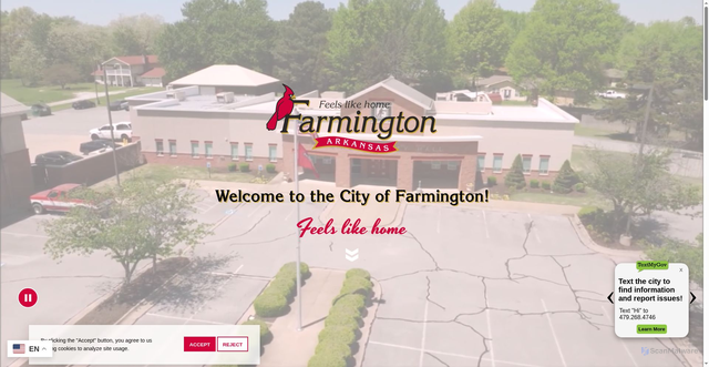 Security scan screenshot of https://www.cityoffarmington-ar.gov/
