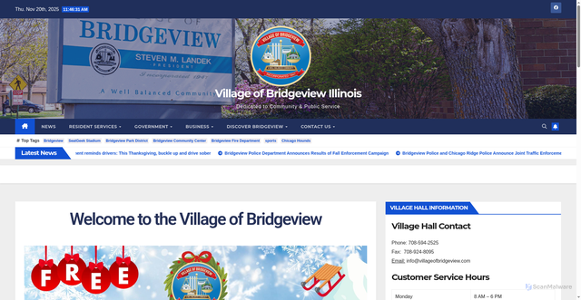 Security scan screenshot of https://bridgeview-il.gov/