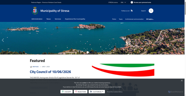Security scan screenshot of https://www.comune.stresa.vb.it